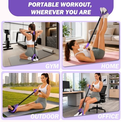 Pedal Resistance Band with Handles, 6-Tubes Natural Rubber Exercise Band