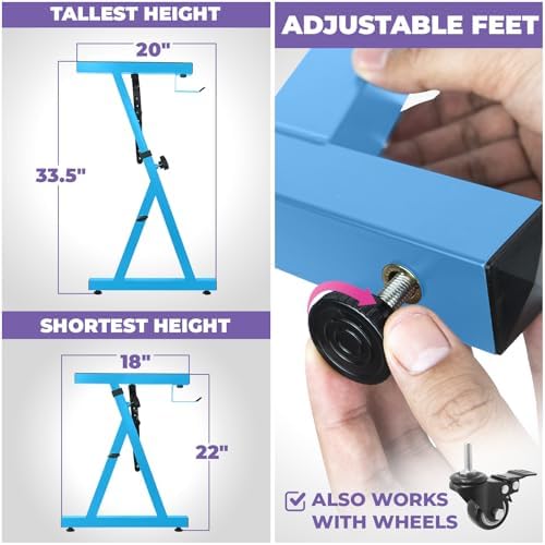 Liquid Stands Piano Keyboard Stand - Z Style Adjustable and Portable Heavy Duty Music Stand for Kids and Adults -Fits 54-88 Key Electric Pianos - Sturdy Musical Keyboard Stand (Light Blue)