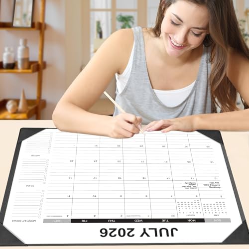 Desk Calendar 2026-2027 with Desk Mat – 22" x 17" Large Desk Pad Calendar Runs from July 2026 to December 2027, Office Supplies Desktop Monthly Calendar for Home & Office