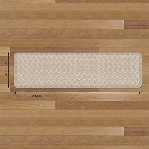 NewLife by GelPro Anti-Fatigue Designer Comfort Kitchen Floor Mat, 20x72, Trellis Khaki Stain Resistant Surface with 3/4” Thick Ergo-Foam Core for Health and Wellness