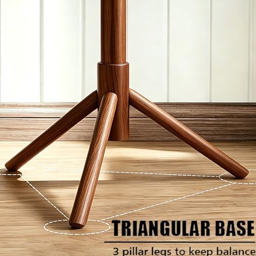 Floor Lamp with Coat Rack, 3 Color Dimmable Wood Standing Lamp with 8 Hooks, Modern Country Vintage Tall Lamp for Living Room Bedroom Entryway Apartments