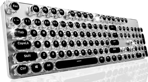 Wireless Typewriter Style Mechanical Keyboard with White Backlit, Full Size