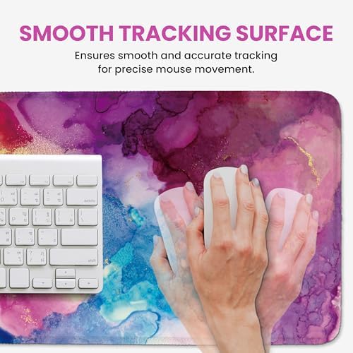 Aesthetic Desk Mat, Cute Color Splash Desk Pad Protector for Work & Decor, 35.4" x 15.7", Pretty Non-Slip Extended Mouse Pad for Office or Home