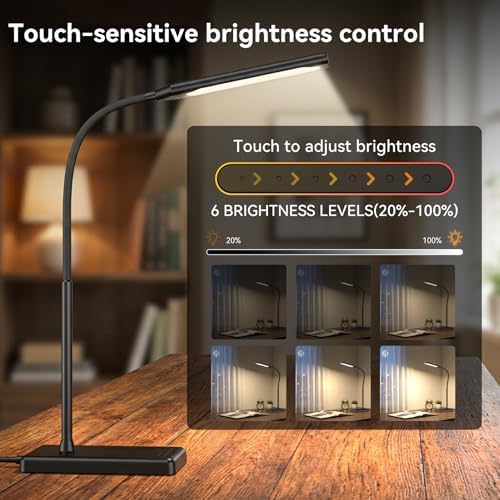 LED Desk Lamp, Eye-Caring Table Lights for Home Office