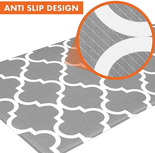 OPUX Anti Fatigue Kitchen Floor Mat, Reversible Cushioned Memory Foam Kitchen Rug Pad, Waterproof Non-Slip Padded Comfort Standing Mat Laundry Home 47x17 (Farmhouse Grateful Moroccan)