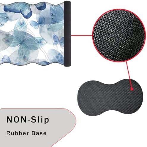 Mouse Pad with Wrist Support + Desk Mat + Coaster 3 in 1 Set, XL Large Gaming Mousepad Ergonomic Mouse Pads for Desk Computer Laptop Office,Blue Butterfly