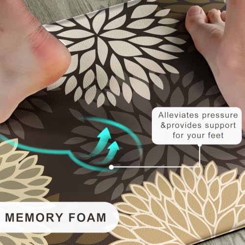 Kitchen Mats Set of 2 Cushioned Anti Fatigue Kitchen Rugs Non Slip Waterproof Runner Memory Foam Kitchen Floor Mat Comfort Standing Mat for Sink, Office, Laundry, Drak Brown