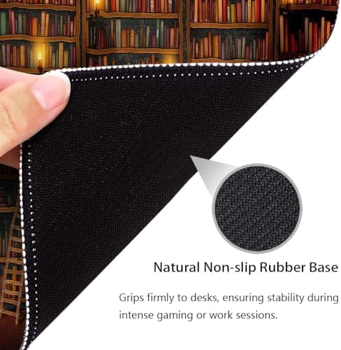 Retro Old Bookshelf Mouse Pad, Vintage Fantasy Grand Library Desk Mat