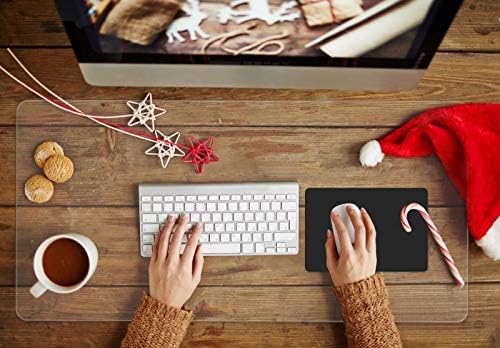 24 X 48 Inch Clear Desk Pad Protector Transparent Desk Mats Blotter on Top of Desks for Laptop Computer Keyboard PVC Vinyl Desktop Writing Mat Cover With Mouse Pad Non-slip Waterproof Wipeable Plastic