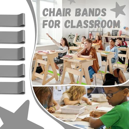 25 Pack Chair Bands for Kids with Fidgety Feet, ADHD Tools for Kids, Improve Focus & Reduce Restlessness, Chair Bands for Sensory ADHD ADD Autism - Classroom & Home Must Haves (Gray)