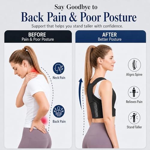 Lightweight Posture Corrector with Upper Back Brace for Women & Men