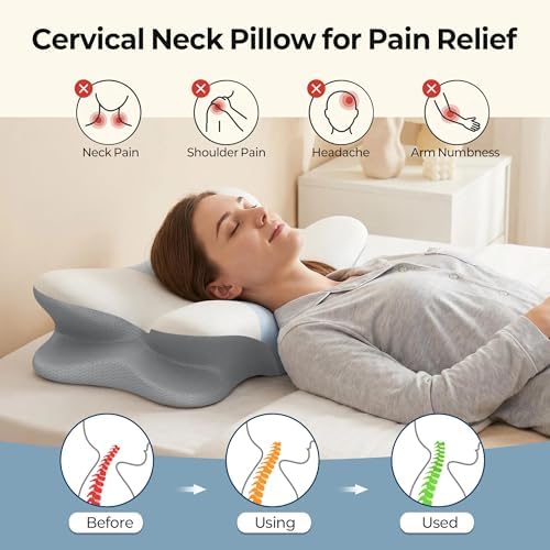 Cervical Neck Pillow - Contour Memory Foam Pillows for Pain Relief
