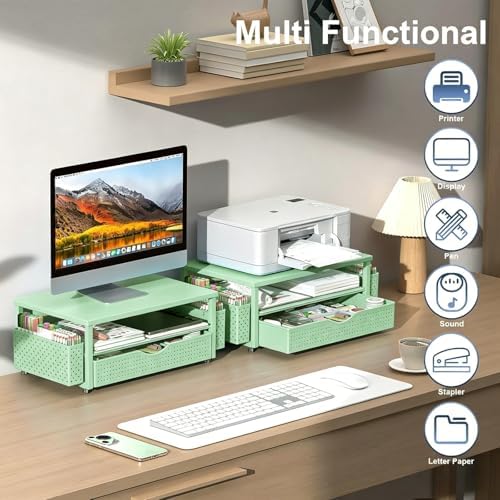 Desk Organizers and Accessories, Printer Stand with Storage, Sage Green