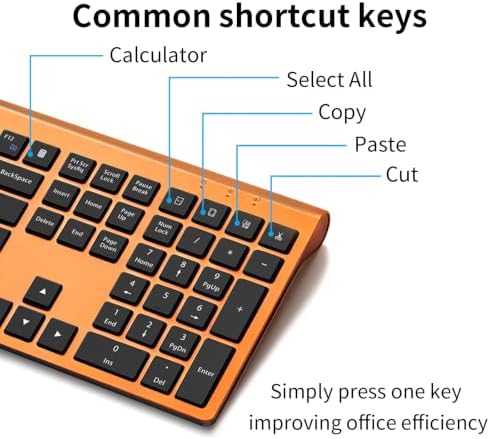 Slim Silent Full Size Wireless Keyboard Mouse Combo Orange