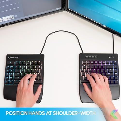 KINESIS Freestyle Edge RGB Plus Split Mechanical Keyboard | Hotswap Tactile Switches | RGB | Ergonomic | Detachable Palm Support | Fully Programmable | Mac Keycaps Included | Lift Kit Included