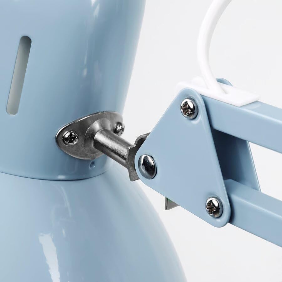 Adjustable Swing Arm Desk Lamp, Light Blue Steel, 7 Inch Shade, LED Compatible, with Clamp Mount, 4.9 Ft Cord (Light Blue)