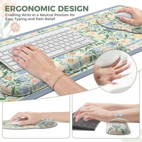iCasso Desk Cover Mat, Gaming Mouse Pad Wrist Support Set