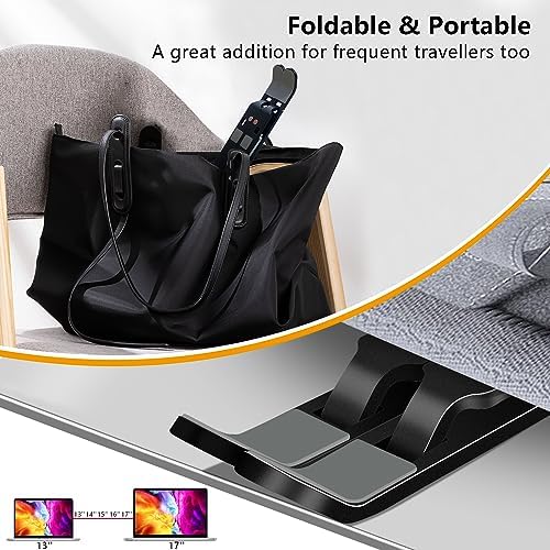 Laptop Stand, Computer Tablet Stand, Adjustable Aluminum Foldable Portable Laptop Holder Riser, Compatible with MacBook Air Pro, Lenovo, HP, Dell, More 10-15.6” Laptops and Tablets (Black)