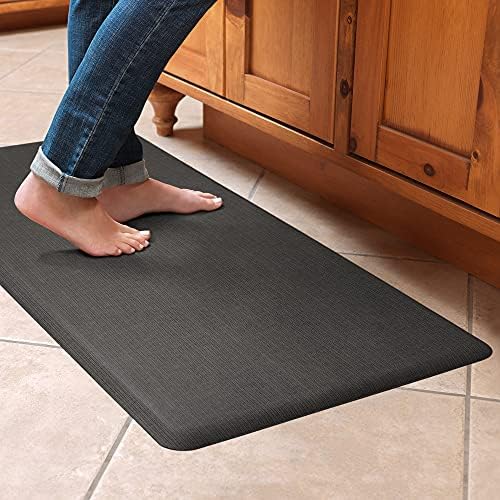 GelPro Designer Comfort Anti-Fatigue Kitchen Floor Mat - 18" W x 40" L (Grasscloth Charcoal)
