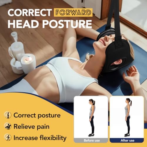 Neck Traction Device for Neck Pain Relief,Neck Stretcher Strap for Spine Chiropractic Decompression,Portable Storage Bag,Neck Chiropractor for Physical Therapy,Neck Strap for Neck Recovery