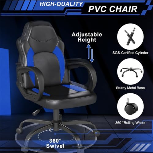 Comfy Gaming Chair, High‑Back Computer Video Game Chair, Blue