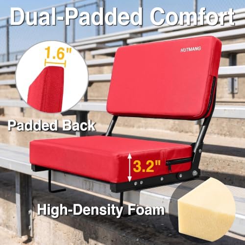 HUTMANG Swivel Backrest Stadium Seats,bleacher Chairs with Back and Cushion