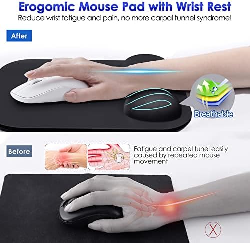 Gimars Large Smooth Superfine Fibre Memory Foam Ergonomic Mouse Pad Wrist Rest Support Mousepad with Nonslip Base for Laptop, Computer, Gaming&Office