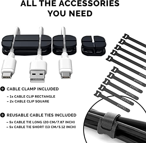 PAMO Cable Management Under Desk, Set of 2 - Black