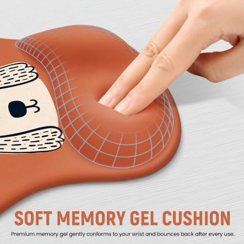 Ergonomic Mouse Pad with Wrist Rest, Gel Wrist Support, Brown Puppy