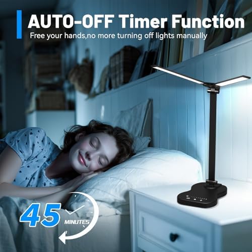 Desk Lamps for Home Office, LED Dorm Lamp, Black