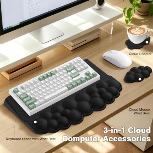 Sushret Cloud Wrist Rest with Keyboard Stand, Keyboard Riser with Wrist Pad