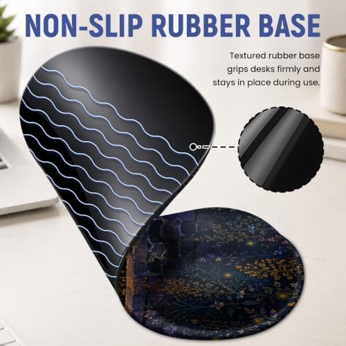 Ergonomic Mouse Pad with Wrist Rest, Gel Wrist Support, Starlit Cat