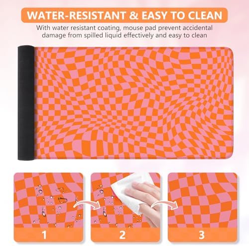 iCasso XXL Large Mouse Pad for Desk, Orange Checkered