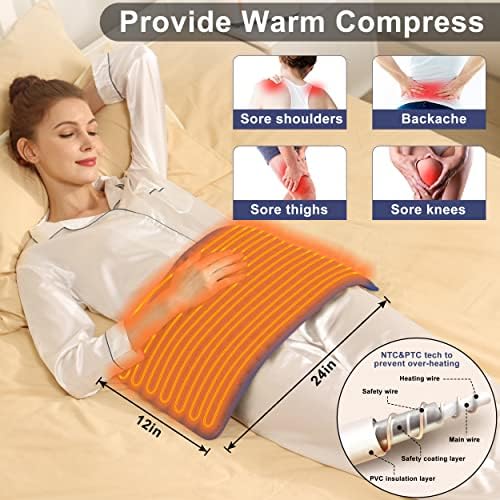 Heating Pad Electric Heat Pad, Hot Heated Pad,Multiple Temp and Timer Settings,Suitable for Shoulders, Neck, arms, Abdomen, Back, Legs, etc. (Navyblue, 24"X12")