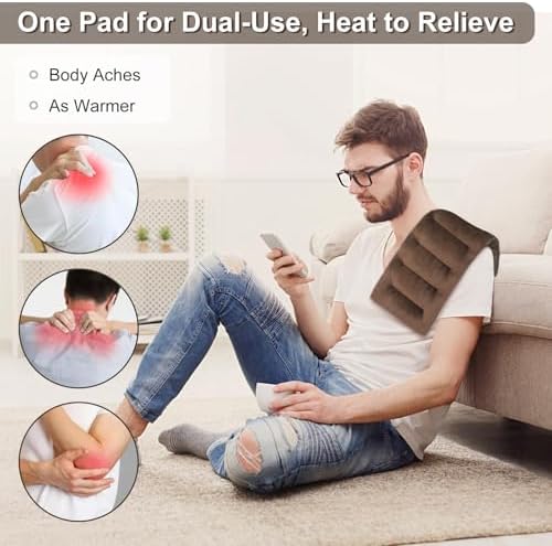 SuzziPad Microwave Heating Pad for Muscle Soreness Fatigue, 7"X16", Brown