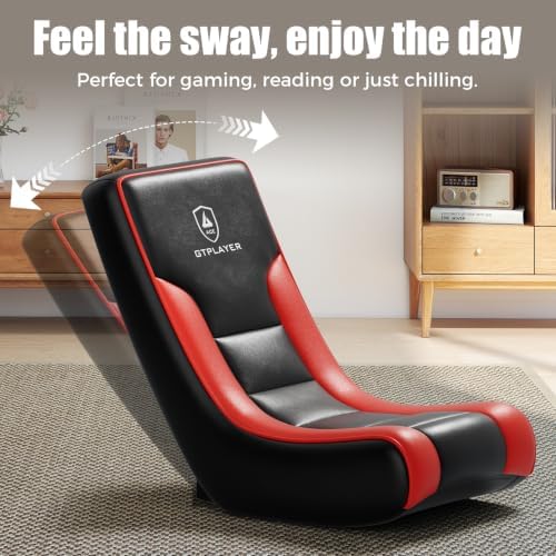 GTPLAYER Floor Rocker Gaming Chair – Adjustable Angle Limiter, Ultra Lightweight Ergonomic Floor Rocking Game Seat for Gaming and Lounging, Red