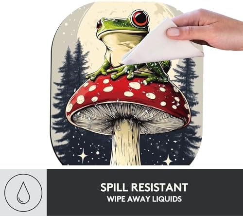 Small Mouse Pad，Mini Mouse Pad 6 x 7 Inch，for Laptop Keyboard Tray Wireless Mouse Home Office Travel，with Non-Slip Rubber Base, Waterproof Mouse Mat，Frog on Red Mushroom
