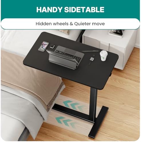 OLIXIS Bedside Table, Mobile Standing Desk, Bed Table for Apartment