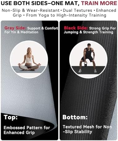HAPBEAR Large Yoga Mat - 72"x36" Extra Wide Exercise Mat - 1/4" Thick Dual Color PVC | Anti-Slip Surface & High Cushioning - Ideal for Yoga, Pilates & Home Workouts - Bonus Mesh Bag