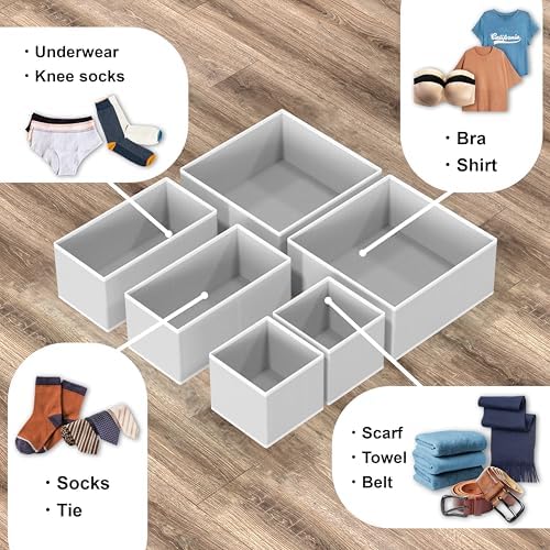 Simple Houseware Foldable Drawer Organizer Stocking Bin, Set of 12, Gray