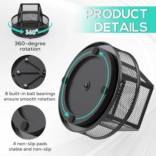 YINGHUA 360°Rotating Mesh Desk Organizer & Pen Holder - Black