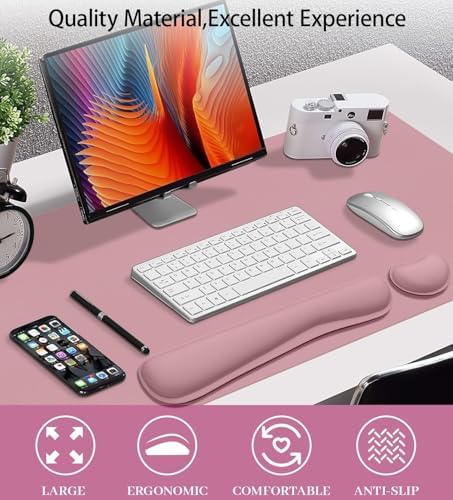 Mouse Pad and Keyboard Wrist Rest, 3-in-1 Keyboard and Mouse Pad