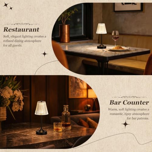 Black Cordless Rechargeable Table Lamp, Touch Battery Powered Lamp, 3 Color Modes, Crystal Acrylic Lampshade, Portable Ambient Night Light for Desk, Bedroom, Living Room, Dining Room, Kitchen, Bar