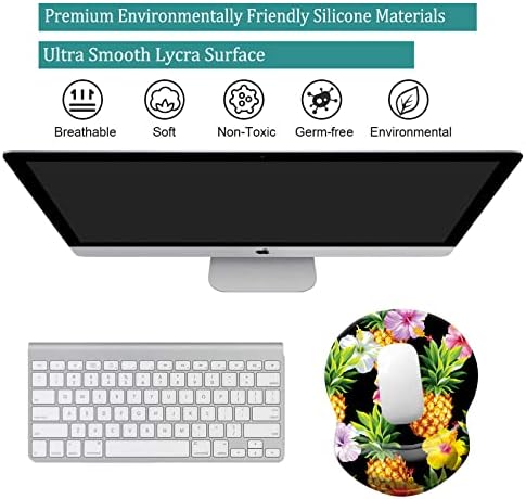 Mouse Pad with Ergonomic Gel-Filled Wrist Rest and Non-Slip PU Base, Comfortable & Accurate Computer Mouse Pad with Support for Home Office Working Studying (Pineapple)