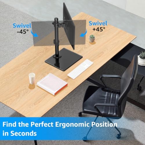 MOUNTUP Monitor Stand for Desk, Freestanding Monitor Mount Fits 13-32 inch Screen up to 19.8 lbs, Screen Stand with Swivel, Height, Rotation Adjustment, VESA Mount 100 x 100mm, 75 x 75mm