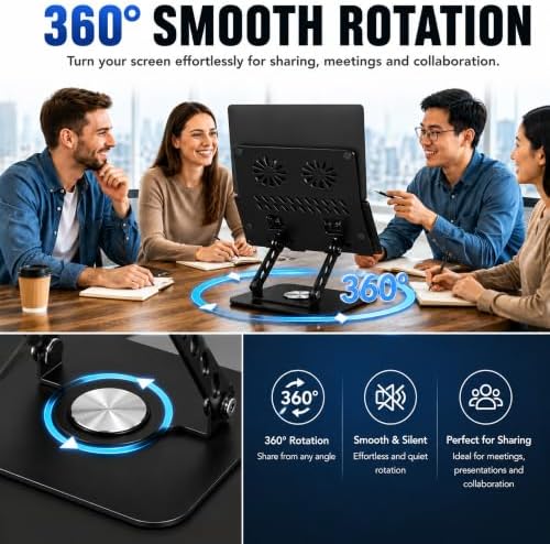 Adjustable Laptop Stand, Computer Stand with 360 Rotating Base
