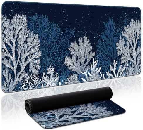 Aesthetic Desk Mat, Cute Ocean Reef Desk Pad Protector for Work & Decor, 31.5" x 11.8", Pretty Non-Slip Extended Mouse Pad for Office or Home