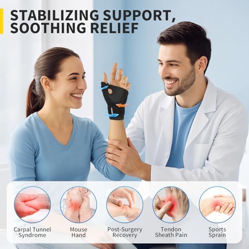 CAMBIVO Thumb Splint & Wrist Brace, Adjustable CMC Joint Pain Relief, Black