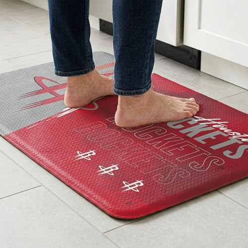 Northwest NBA Houston Rockets Embossed Anti-Fatigue Mat, Cushioned Kitchen Floor Rug, Non-Slip PVC Standing Comfort, 18 x 30 in