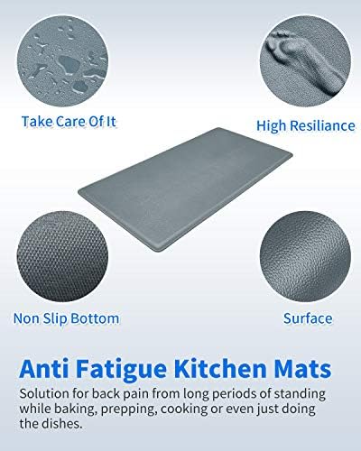 Kitchen Rugs and Mats Kitchen Mat Set of 2 Anti Fatigue Standing Mat for Kitchen, Office, Laundry Room and Stand-up Desks